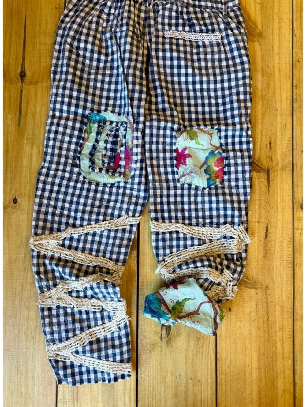 🔥BRAND NEW Traveling On Pants -Black Gingham,Jaded Gypsy, Patchwork